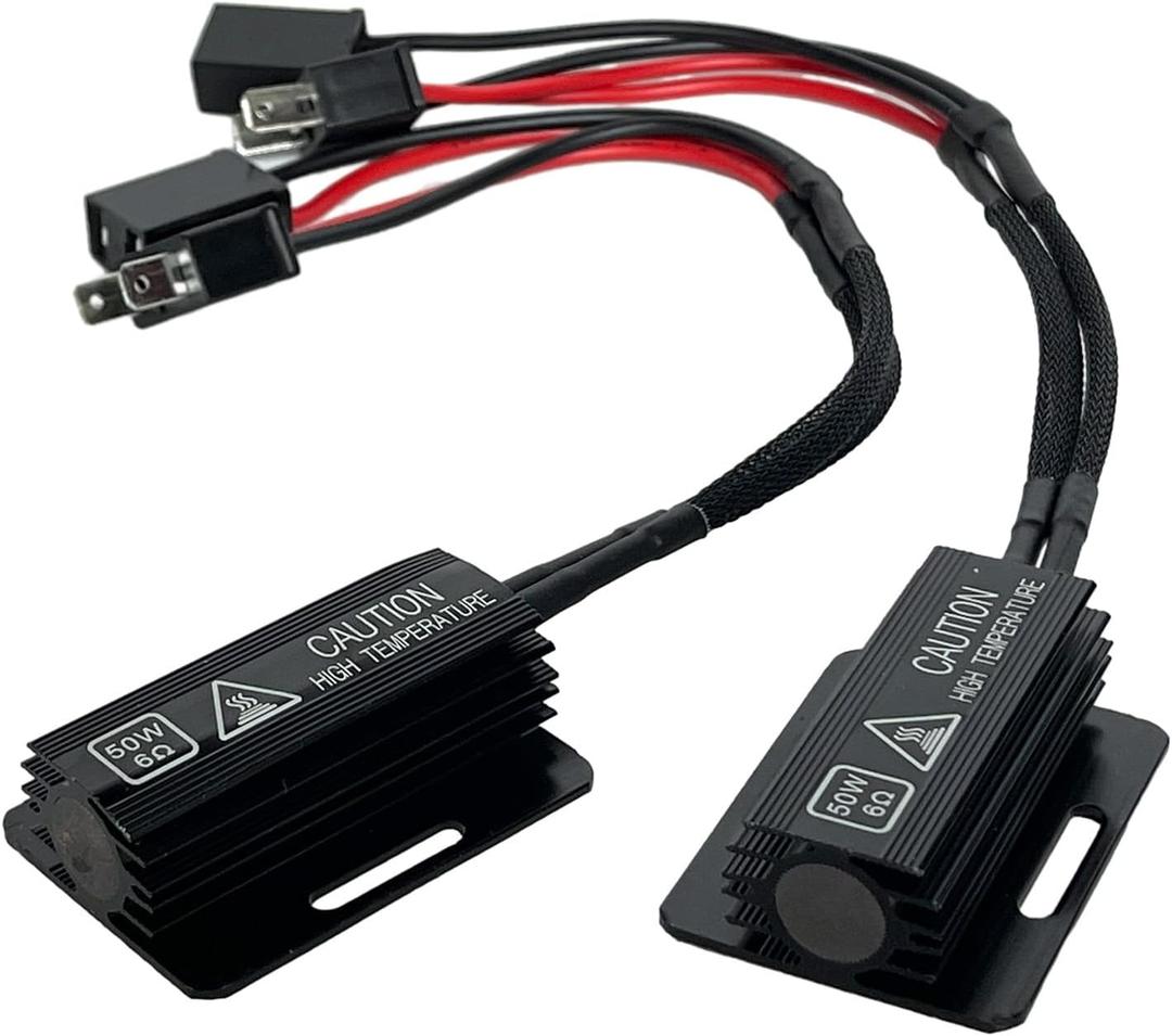H7 LED Load Resistor Adapter 50W 6Ohm Upgraded Canbus Decoder Fix Headlights Fog Light DRL Error Code Anti-Flicker Wiring Relay Harness