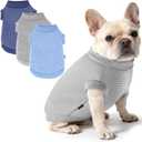 3 Pack Dog Shirt for Small Supplies Functional Waffle Dog Clothes Warm Soft Sweatshirt Outfit for Dogs Cats Pet Apparel (XL (Back: 17.7",Chest: 22.8", 18-22Ibs), grey+navy+blue)