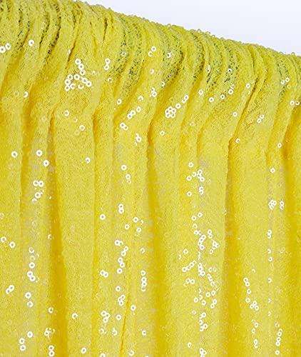 ShinyBeauty Sequin Backdrop 4FTx8FT Yellow Backdrop Curtains Sequin Photo Backdrop Sequence Christmas Backdrop Curtain for Wedding Party Decor