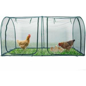 Portable Chicken Run Hen Coop,Walk-in Poultry House,Outdoor Gardening Net,Easy-up Small Animals Enclosure for Protecting Pet and Plant with Metal Frames and 10 Stakes in Backyard and Farm