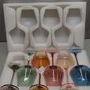 Physkoa Colored Burgendy Wine Glasses Set 6-18oz HandBlown Colorful Wine Glass With Long Stem,Multi Color Mothers Day Wine Glasses Gift for Women Mom