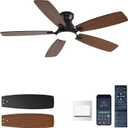 NKPU Ceiling Fans with Lights, Low Profile Ceiling Fan with Light and Remote/APP Control, DC Motor, Noiseless, Flush Mount, 52inch Brown Ceiling Fan for Bedroom Indoor/Outdoor Use, Brown, 52 Inch