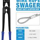 iCrimp IWS-1608B Wire Rope Crimping Tool for Aluminum Loop Sleeves, Duplex Oval Cable Ferrules 1/16’’ to 3/16’’, c/w Wire Rope Cable Cutter