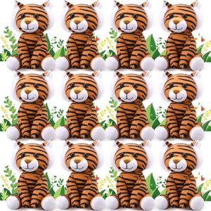 Blueweenly 12 Pieces Tiger Stuffed Animal 6 Inch Sitting Tiger Plush Toys Lifelike and Cute Animal Dolls Gifts for Boys and Girls Birthday Favors Forest Gifts Party Decor(Classic)