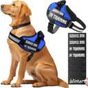 Bcadem Service Dog Vest,8 Dog Patches No-Pull Service Dog Harness with Handle,Personalized Reflective Dog Vests with 1 Pen Custom Name,Phone Number,Pattern,Easy Control for Large Pets (Blue)
