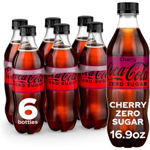 Coca-Cola Zero Sugar Cherry Diet Soda Soft Drink, 16.9 fl oz, 6 Pack (EXP 07/07/25)