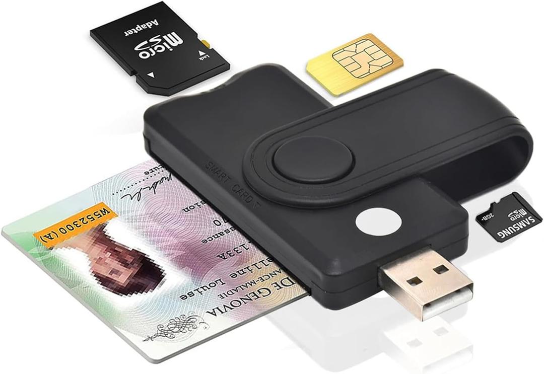 CAC Smart Card Reader, 5 in 1 DOD Military USB SIM/SD/TF/ID/IC Card Adapter Compatible with Windows, Linux/Unix, MacOS X