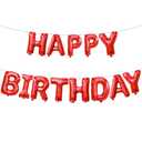 Happy Birthday Balloons Banner 16 Inch RED Foil Letters, Reusable Party Decorations Supplies for Women, Men, Boys & Girls Kids and Adults, Birthday Party Supplies