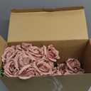 Hotop 40 Pcs Rose Artificial Flowers Bulk with Long Stem,Realistic Silk Fake Roses Bouquet for Home Wedding Centerpieces Party Table Decoration Valentines Gifts(Dusty)