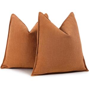 ZWJD Orange Pillow Covers 18x18 Set of 2 Chenille Throw Pillow Covers with Elegant Design Soft and Luxurious Decorative Throw Pillows for Couch, Bed, and Home Decor