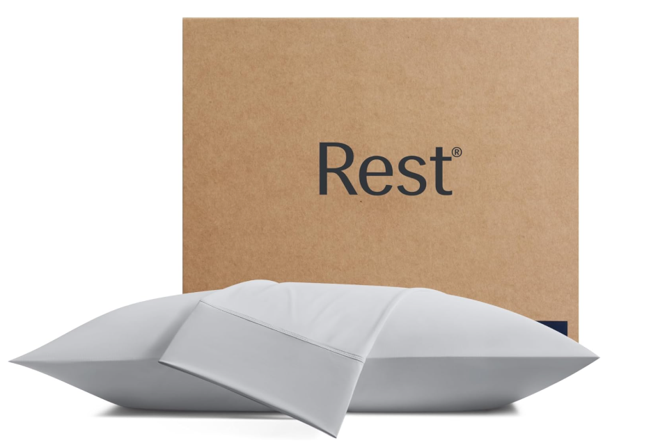 REST® Evercool®+ Cooling Pillow Cases King - 2 Pillowcase for Sensitive Skin, Silver Infused Fabric for Hygienic Sleep, Silky Smooth for Curly Hair, High Elastic for Snug Fit (19x35 inches), Grey