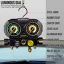 Lichamp HVAC Gauges with 5 FT Hoses, AC Manifold Gauge Set R134A R1234 R410A and R32 Refrigerant Gauges