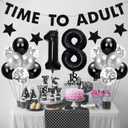 Holkcog 30pcs 18th Birthday Decorations for Boys, Black Happy 18th Birthday Banner, Hide The Car Keys, Bruh I'm 18 Cupcake Topper, Black Cake Topper, Sixteen Bday Decor Ceiling Wall Sign, 18 Party Men