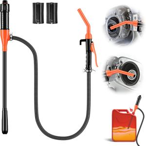 Electric Fuel Transfer Pump, 3GPM Portable Fluid Transfer Siphon Pump with Oil Pipeline, Battery Gas Pumps with Adjustable Flow Control Nozzle for Car/RV(Orange)