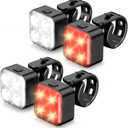 Akale Bike Lights Set, Rechargeable Bicycle Lights Front and Rear, 4 Light Mode Options, Bike Headlight, IPX4 Waterproof, Easy to Install for Men Women Road （ 2 Pack ）