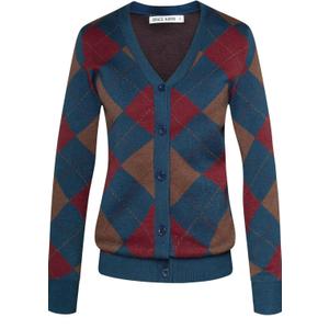 GRACE KARIN Womens Cardigan Sweater Fall Fashion Long Sleeve Argyle Sweater V Neck Button Up Cardigan Preppy Winter Clothes S