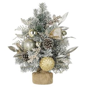 Flocked Christmas Tree Mini Tabletop Christmas Tree with Ornaments Berries Pinecones, 19" Small Fake Xmas Trees Plant Christmass Decorations for Table Centerpiece, Mantel Entryway Winter Holiday Decor