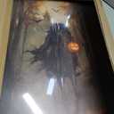 Framed Vintage Halloween Wall Art, Gothic Pumpkin Headless Horseman Wall Decor, Dark Academia Artwork Canvas Paintings, Moody Spooky Forest Posters Prints Pictures for Living Room Bedroom 16x24 Inch