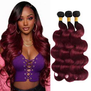 Body Wave Human Hair Bundles Color T1B/99J Ombre Black to Burgundy 26 28 30 Inch Brazilian Virgin Remy Hair Extensions 12A Grade 3 Bundles Bouncy Wavy Weave for Black Women
