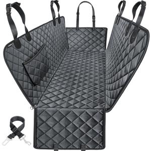 URPOWER Dog Car Seat Cover for Pets 100% Waterproof Seat Cover Hammock 600D Heavy Duty Scratch Proof Nonslip Durable Soft Back Seat Covers for Full Size Trucks (XL - 60" Length, All Black)