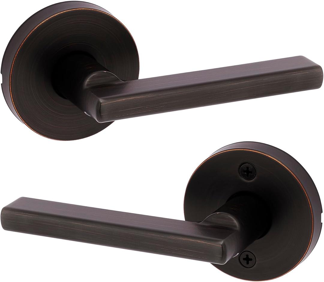 Kwikset Halifax Interior Passage Door Knob, Round Handle for Closet and Hallway Doors, Non-Locking Doorknob in Venetian Bronze, with Microban Protection (1 Pack)