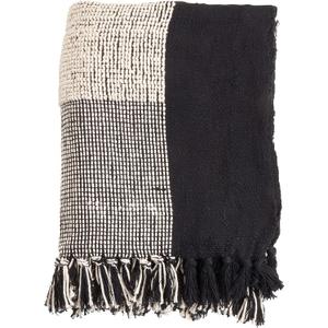 SARO LIFESTYLE Striped Cotton Throw, Black/White, 50''x60'' (TH361.BW5060B)