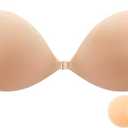 Joma Jewellery Sticky Bra Strapless Sticky Invisible Push up Silicone Bra for Backless Dress with Nipple Covers Adhesive Bras(C Cup)