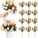 Hotop 12 Bunches of Artificial Roses Flowers Centerpiece 144 Heads Silk Faux Roses Bouquets for Table Decoration Realistic Bouquet Arrangement Boho Faux Flowers for Wedding(Champagne)