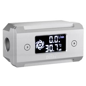 G1/4 Aluminum Alloy Shell LCD displaydigital Display Flow Thermometer Temperature Indicator CPU Temperature Monitor Silver