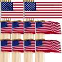 550 Pcs Small American Flags on Stick 4x6 Inch Mini American Flags with Safety Spear Tip Bulk Solid Wooden Pole Handheld US Flag for Parades Independence Day Memorial Day 4th of July Decorations
