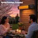 Powerscale 1500W Electric Patio Heater, IP65 Waterproof, Remote, Fast Heating, 4 Heat Levels, 24H Timer & Memory Function, Wall Mounted Indoor/Outdoor Heater for Patio, Garage, Backyard, Black