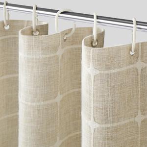 96 inch Shower Curtain Boho Extra Long Cloth Fabric for Bathroom, Tall Farmhouse Linen Heavy Duty Shower Curtain Set with Tassels, Waterproof Modern Luxury Hotel Weighted Thick Bath Curtain Set, 72x96 (Beige)