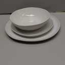 Famiware Annecy Plates and Bowls Sets, Stoneware Dinnerware Sets for 4, 12 Pieces Dish Set with Lipped Edges, Chip and Scratch Resistant, Microwave and Dishwasher Safe, Grey-White