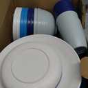 Homienly 40 PCS Wheat Straw Plates and Bowls Sets, Cups Sets, Service for 8, Unbreakable Microwave and Dishwasher Safe Dinnerware Sets,Reusbale Plastic Dishes Set - Island, Matte