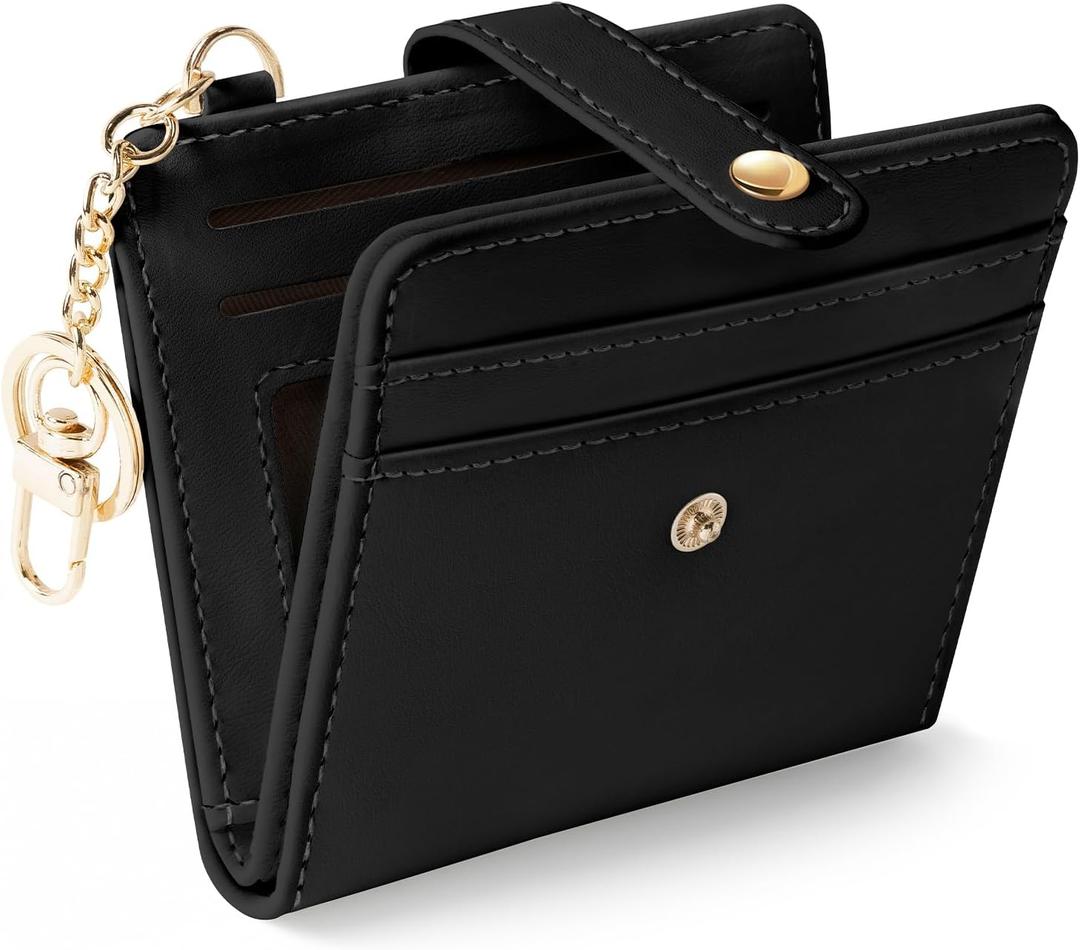 Jogjam Black Rfid Ladies Wallet, Small Slim Thin Compact Credit Card Women Wallet, PU Leather Bifold Cash Zipper Coin Pocket ID Window for Female