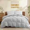 Joysoul Queen Size (88"x 88") Down Comforter - All Season Ultra Soft Goose Down & Feather Fiber Fill, Luxury Hotel Light Gray Duvet Insert with Corner Tabs (88" X 88")