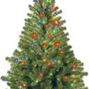 National Tree Company Pre-Lit Artificial Medium Christmas Tree, Green, Kincaid Spruce, Multicolor Lights, Includes Stand, 4 Feet