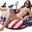 Inflatable Eagle Pool Floats, 4th of July Large Floaties Swimming Tube Rings, American Flag Design Floating Raft Funny Lake Beach USA Summer Water Toys Independence Day Party Decorations for Adults