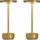 2 Pack Cordless Table Lamps Rechargeable, 5000mAh Portable LED Table Light, 3 Color Stepless Dimming Battery Powered Table Lamp, for Patio/Restaurant/Home/Outdoor.(Brushed Gold)