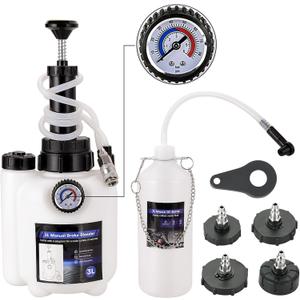 DASBET 3L Manual Brake Bleeder Kit  Professional One-Person Brake Bleeding Fluid Pump with 1L Fluid Bottle & 4 Master Cylinder Adapters, Ideal for Brake and Clutch Maintenance on Most Vehicles