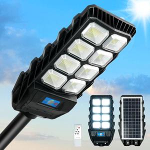 Street Solar Lights Outdoor Heavy Duty - 7500K LED Solar Powered Spot Lights Motion Sensor Waterproof with Remote Control and Pole, Floodlight Dusk to Dawn for Yard，Garden，Pathway，Patio, Parking Lot