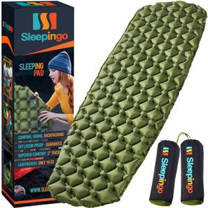 Light Weight Sleeping Mat for Camping - Ultralight Backpacking Sleeping Pad - Inflatable, Compact Sleep Pad for Hiking and Travel - Portable Backpacker Sleep Mat - 2-Pack - 73.5" x 21.5" (Green)