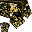 3 Pcs 8th Grade Graduation Tablecloth 54x108 Bye Bye 8th Grade Hello High School Tablecovers Plastic Congrats Grad Table Decor for Class of 2025 Graduation Party Supplies