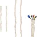 4 Pcs Fabric Cord Cover Set, Includes 47.2 in and 70.9 in Cable Management Sleeves, Beige Cotton Linen Cord Covers for Chandelier Lighting Wires, Easy to Install