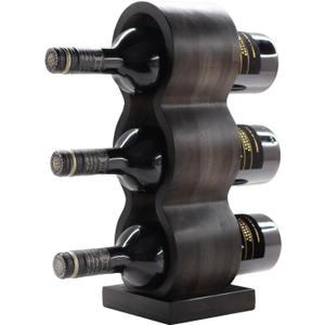Wooden Wine Bottle Holder Countertop  Small Wine Rack for 3 Bottles, Vertical Tabletop Wine Rack Stand, Decorative Bottle Rack Wine Storage Organizer for Kitchen, Bar Decor, Wine Lover Gift