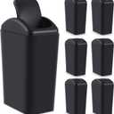 Hoolerry 6 Pcs 3 Gallon/12 Liter Small Trash Can Plastic Kitchen Garbage with Lid Small Trash Bin for Bathroom Office Bedroom Kitchen Waste Outdoor (Black)