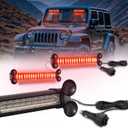 WINECO Emergency LED Strobe Traffic Advisor Lights Bar, Car Windshield Hazard Safety Warning Directional Flashing Light w/Suction Cups Split Mount for Vehicle Trucks Volunteer, 2x12inch, Red