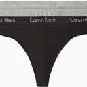 Calvin Klein Women's Motive Cotton Multipack Thong Panty (X-Large, Charcoal Heather/Black)