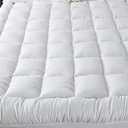 Niagara Mattress Topper Twin XL Extra Long Quilted Back Pain Relief Plush Down Alternative Pillow Top Fitted Skirt Protector Cooling Mattress Pad Deep Pocket Fits 20 Inches Soft White (39x80 Inches)