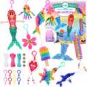 Happy makers Bead Pets, 10 PCS Pony Beads Keychain Making Kit with Instruction, Keyring & Key Clasp, DIY Keychain Kit Create Your Own Bead Art Crafts for Beginners